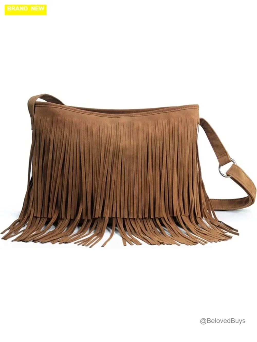 Faux Suede Leather Hobo Cross Body Shoulder Bag with Tassel
